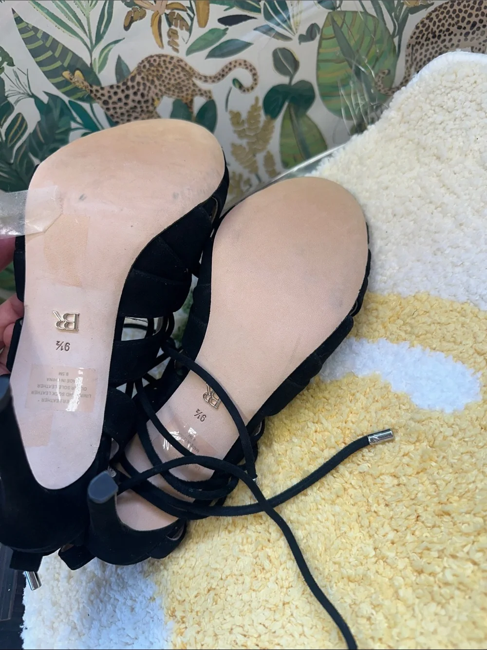 Banana Republic Black Lace-Up Strappy Heels
